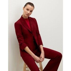 MM LAFLEUR 8 red Jacket Blazer Wool Preppy Office Career Notch Collar Button